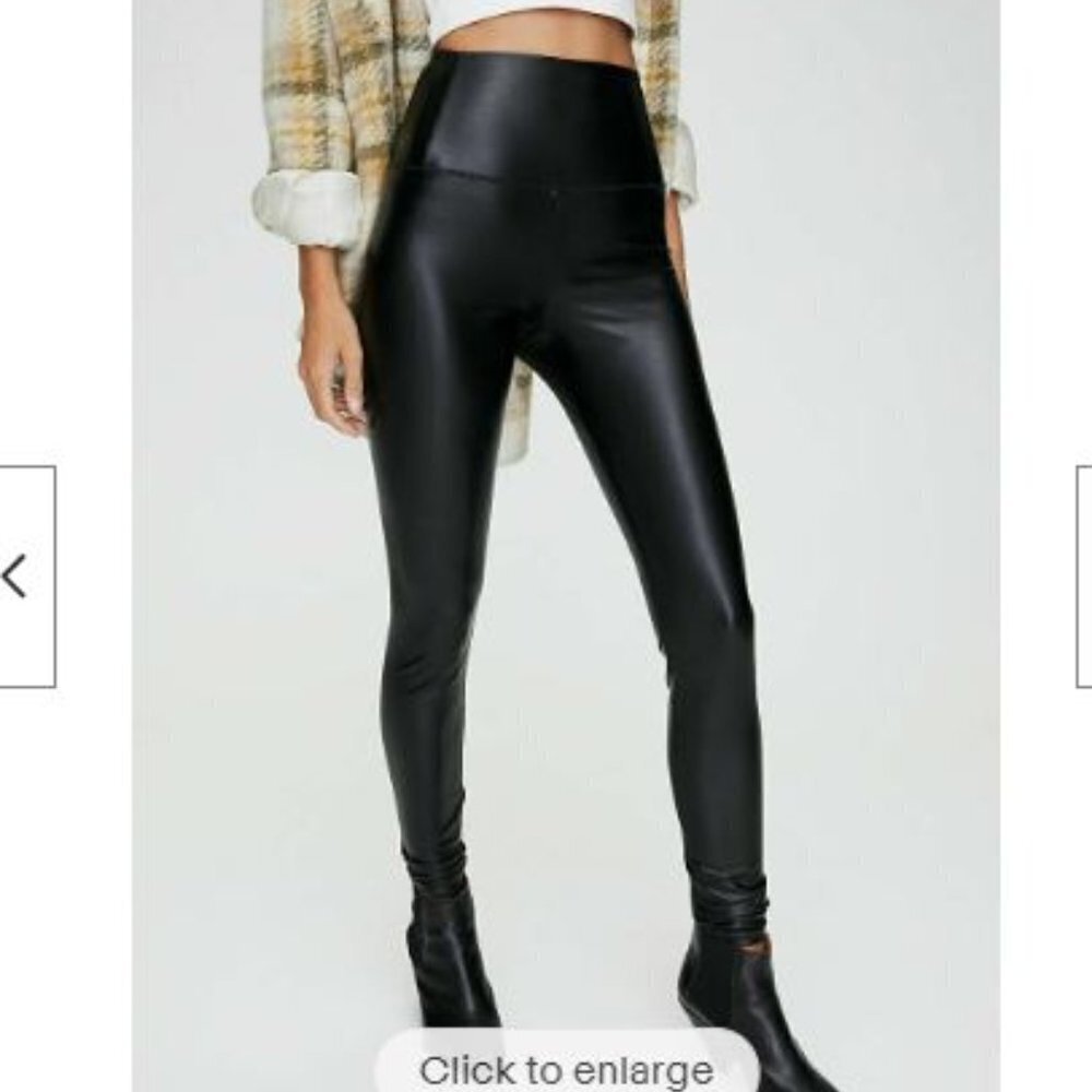 Aritzia Wilfred Free Daria Leggings Vegan Leather Size XS Black